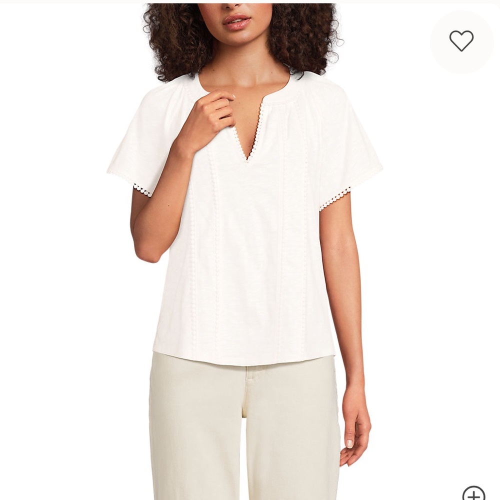 Women's Slub Short Sleeve Notch Neck Top